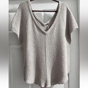 FREE PEOPLE ‘Summer Romance’ Short Sleeve Sweater Beige Oversized Vest